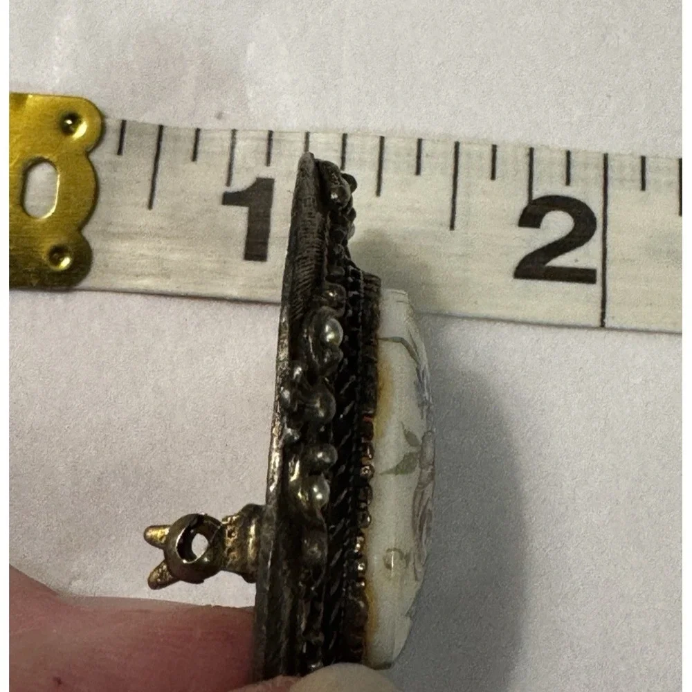 Vtg Victorian Filigree Brooch Pendant Floral Flowers Roses Botanical Faux Pearl